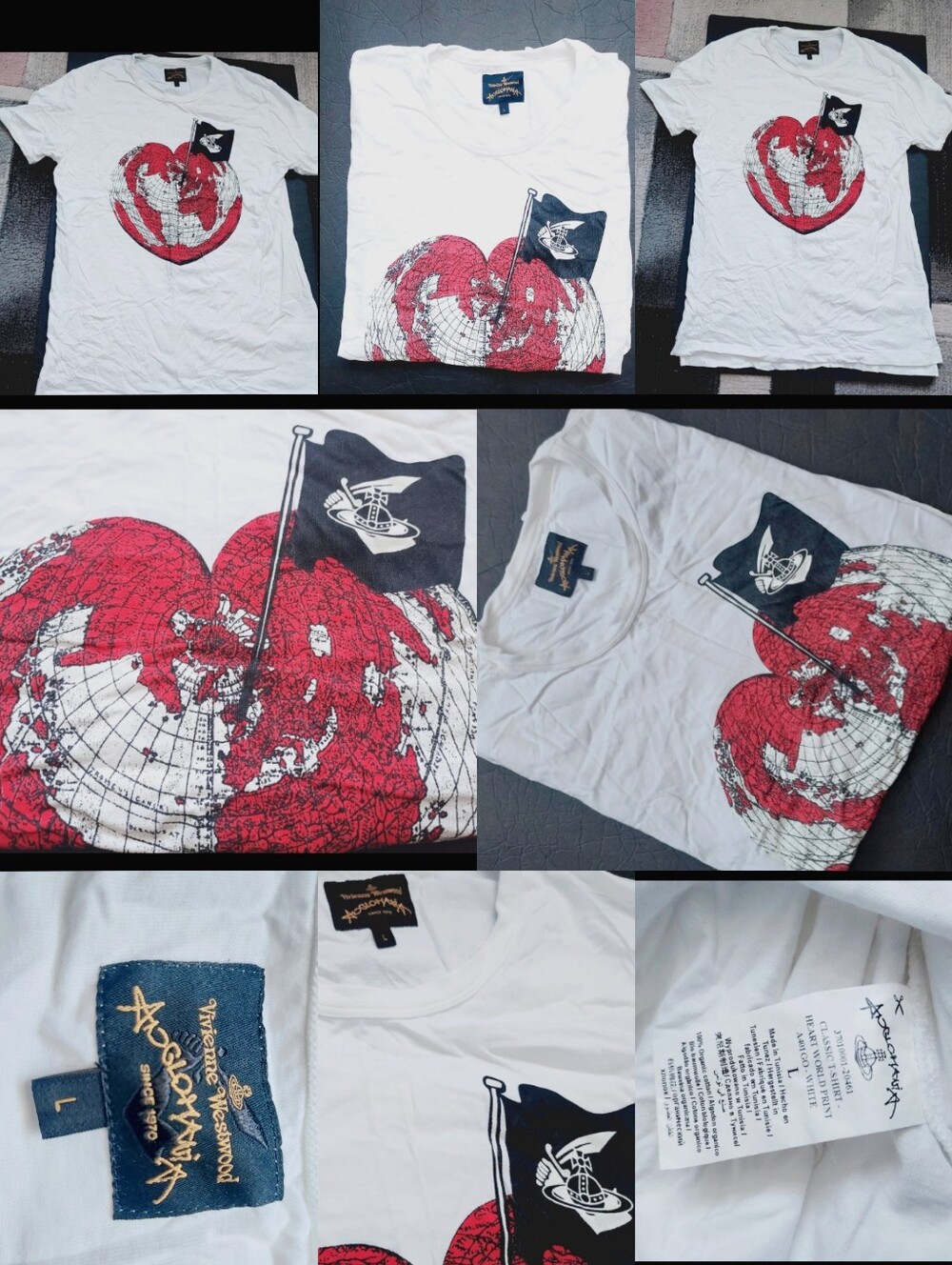 Westwood White Graphic Heart Globe T-Shirt Tee Top